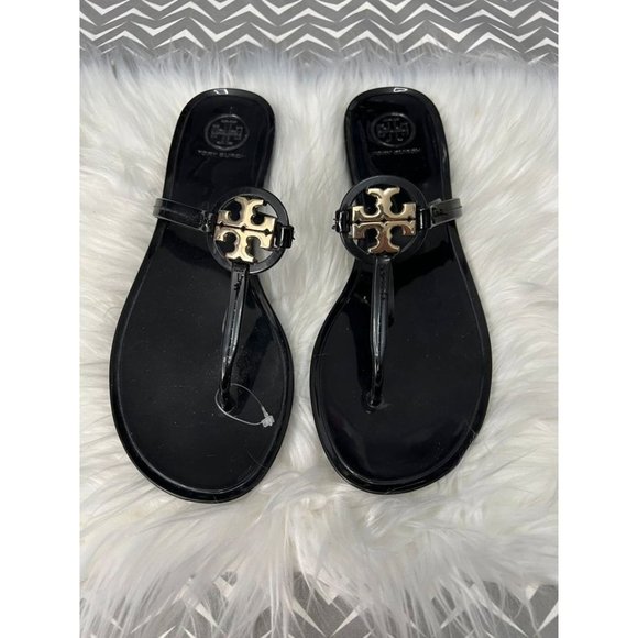 Tory Burch Other - NEW Tory Burch women's size 7 black/gold Mini Miller Jelly Thong Sandals